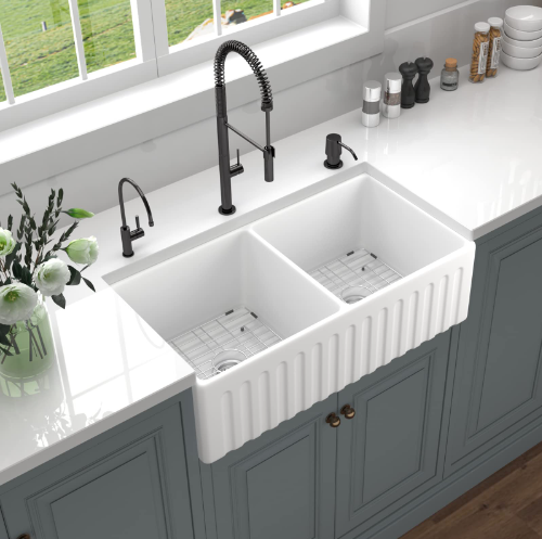 Tysun White Farmhouse Kitchen Sink 33in
