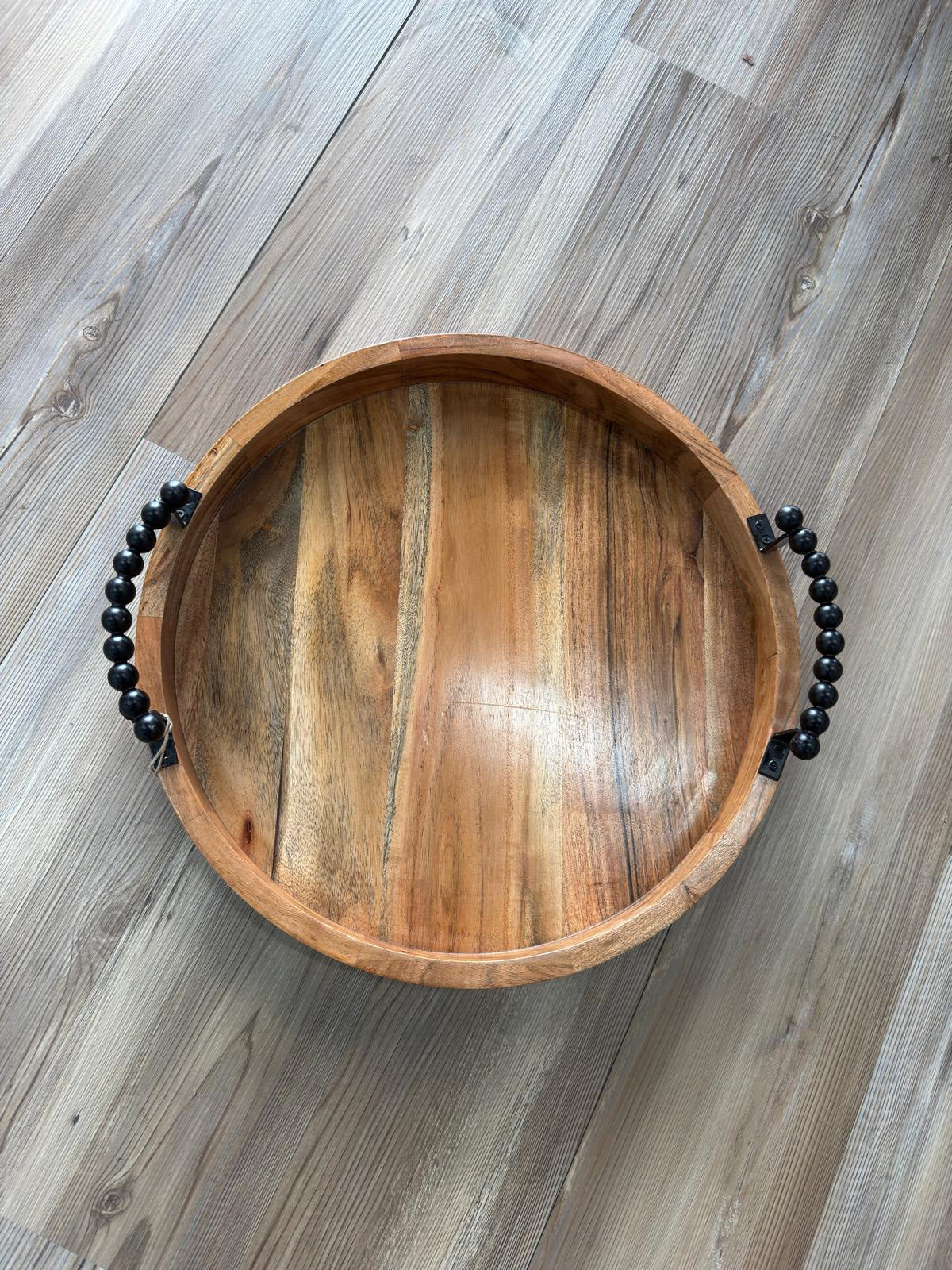 Wooden Black Beaded Tray (Medium)