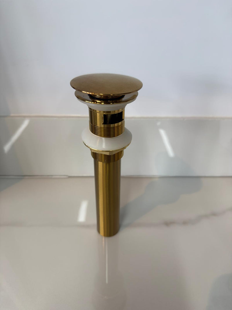 EVERFLOW Raven One Touch Pop-Up Drain For Vessels with Overflow (Satin Brass - 30-06SB)
