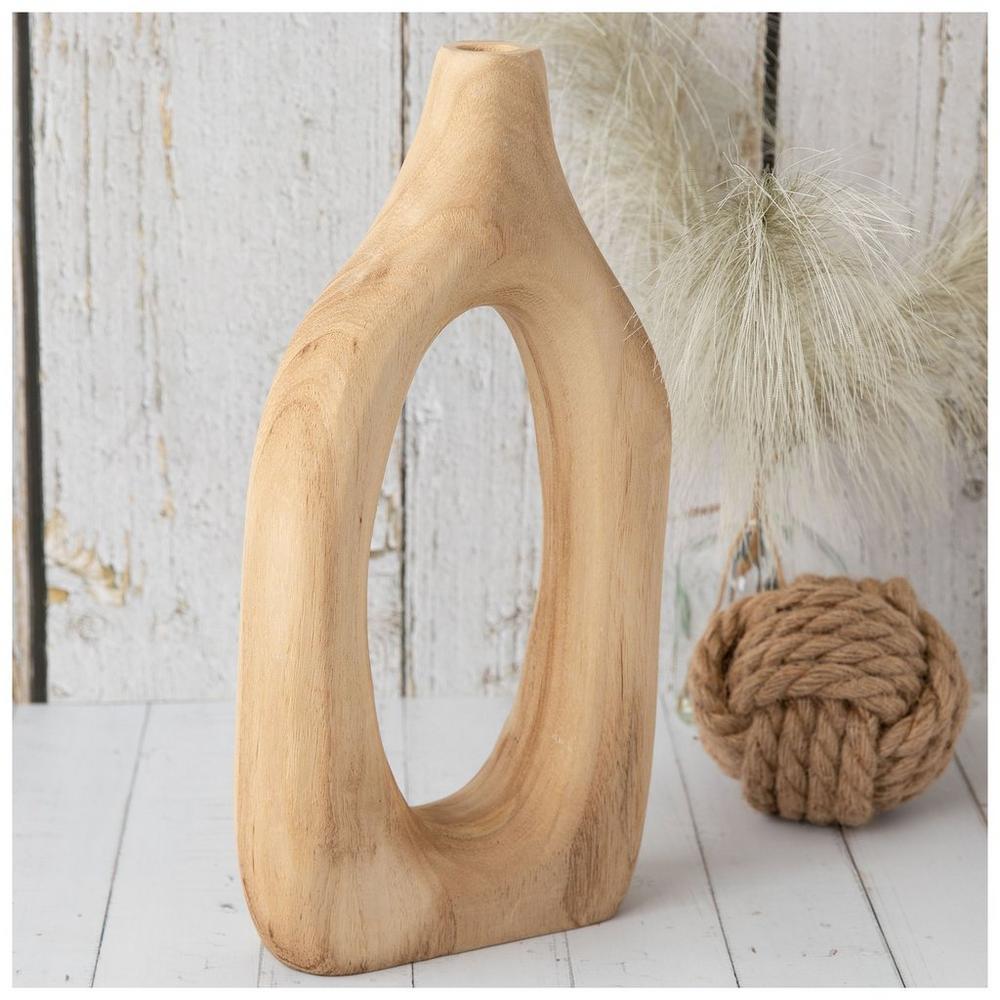 Halo Ring Wooden Brown Vase