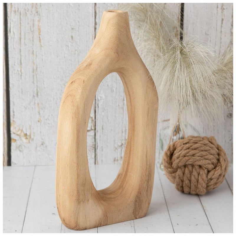 Halo Ring Wooden Brown Vase