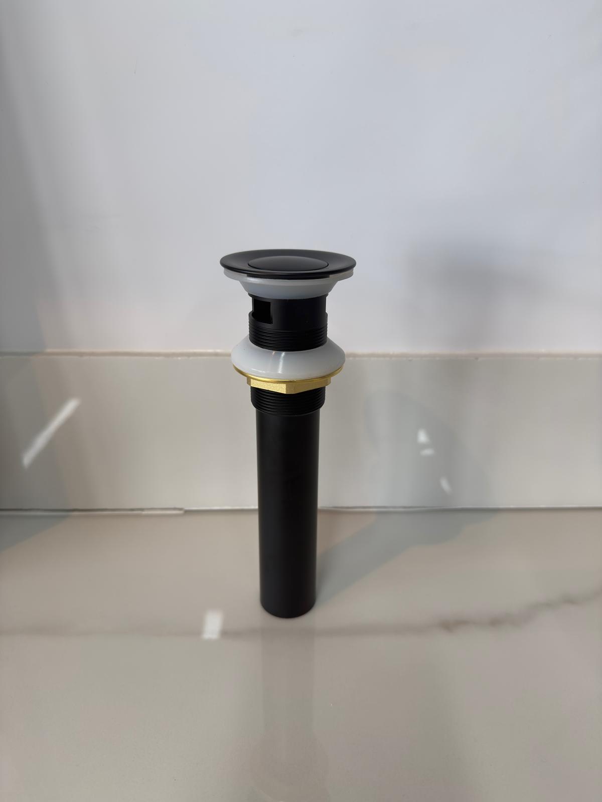 EVERFLOW Raven One Touch Pop-Up Drain For Vessels with Overflow (Matte Black - 30-06MB Chrome Plated)