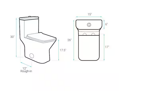 Carre 1-Piece 0.8/1.28 GPF Dual Flush Square Toilet in White, Seat Included