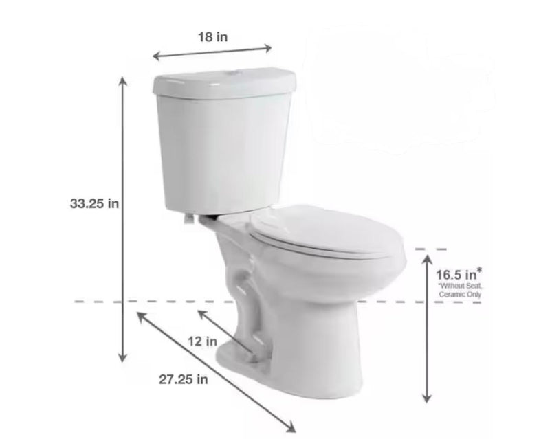 Glacier Bay Pro Series Dual Flush Round Toilet (White)