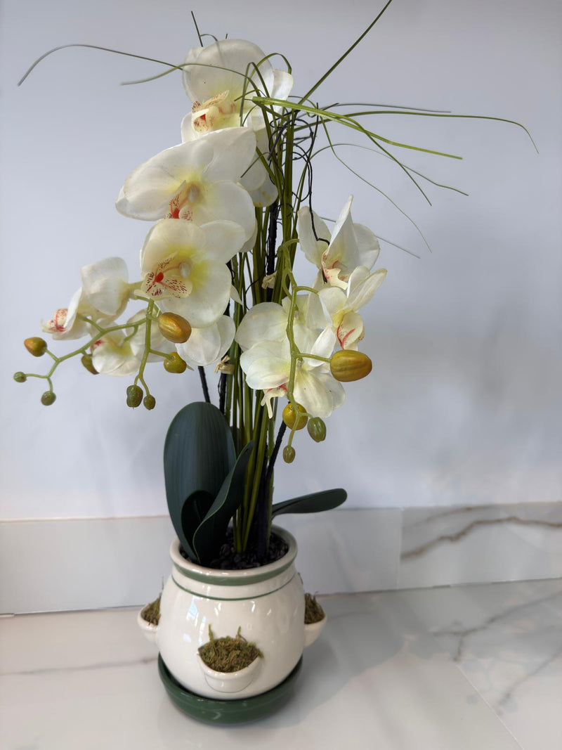 Yellow & White Orchid Garden Vase