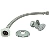 Toilet Connector Water Line Kit with 12" Length Long 3/8" COMP x 7/8" BC Toilet Connector Hose, 1/2 inch NOM Inlet x 3/8 inch OD Compression Outlet Angle Shut Off and Escutcheon Plate