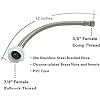 Toilet Connector Water Line Kit with 12" Length Long 3/8" COMP x 7/8" BC Toilet Connector Hose, 1/2 inch NOM Inlet x 3/8 inch OD Compression Outlet Angle Shut Off and Escutcheon Plate