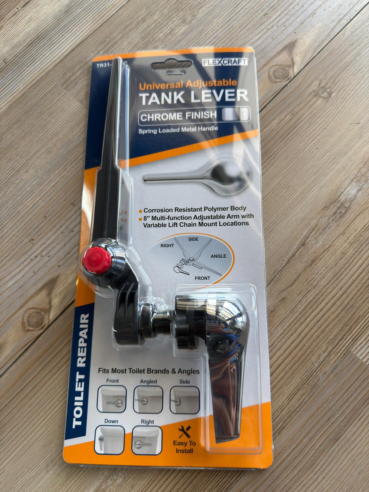 Uni-Arm Fit-All Tank Lever Metal Handle Chrome Handle Universal Mount Carded (TR31-30C-C)