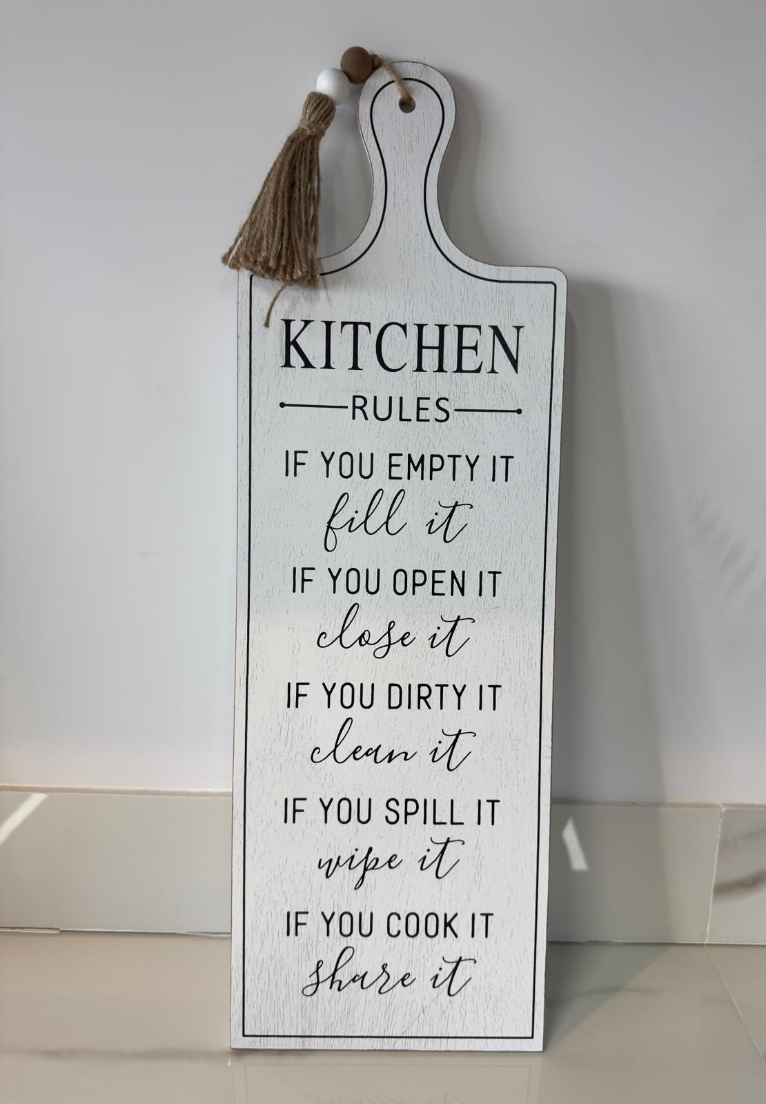 Kitchen Rules To Follow Sign