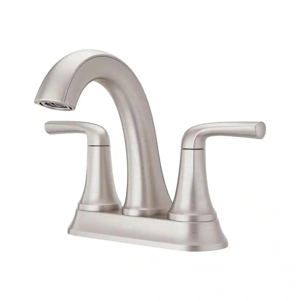 Pfister Ladera 4 in. Centerset Double Handle Bathroom Faucet in Spot Defense Brushed Nickel (LF-048-LRGS)